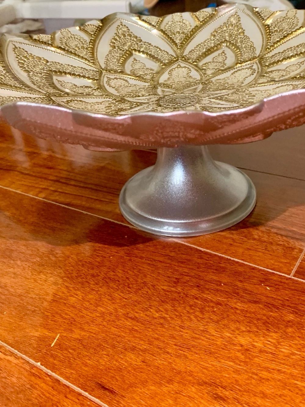 Gold & White Pedestal Serving Platter